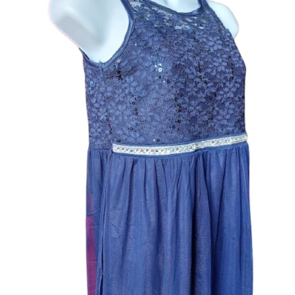 Dark Blue Formal Evening Party Dress Girls Size 16 - Picture 4 of 9